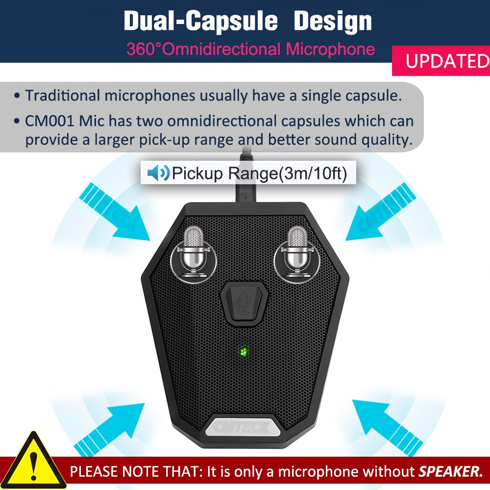 CMTECK USB Desktop Microphone CM005R,Mute Function,Omnidirectional Computer Microphone for