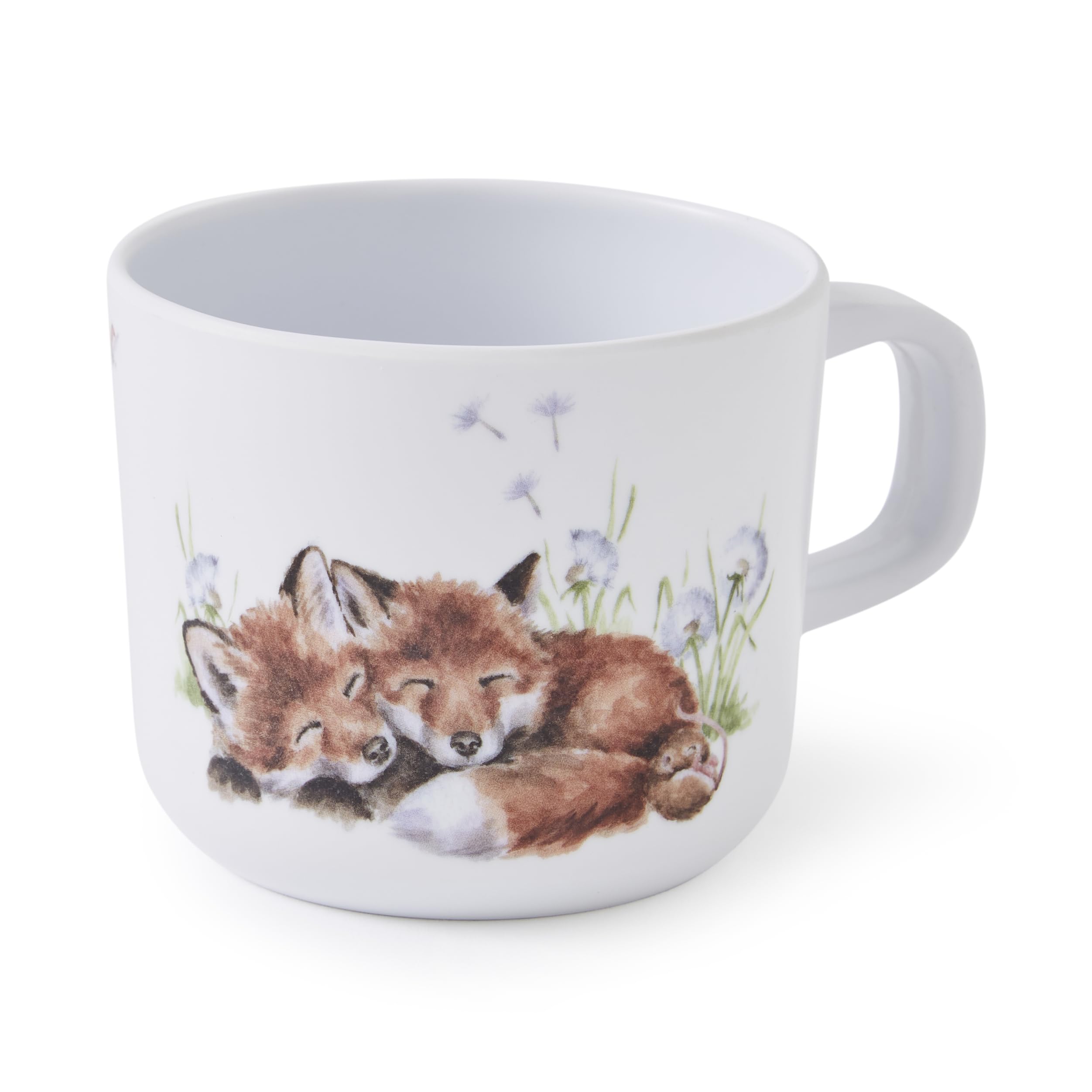Photo 1 of Portmeirion Royal Worcester Wrendale Designs Little Wren Handled Cup, 7 oz - Melamine Mug for Kids with Fox Cub Illustration & Pale Green Handle - Dishwasher Safe, Decorative & Sturdy for Small Hands