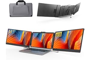 ALLVIA Laptop Screen Extender 14" 1080P FHD IPS, Portable Monitor for Laptop 13-17", Triple Monitor Extended for laptops with Dual Speakers, Plug-Play with Type-C/HDMI/USB-A for Wins/Mac/Chrome