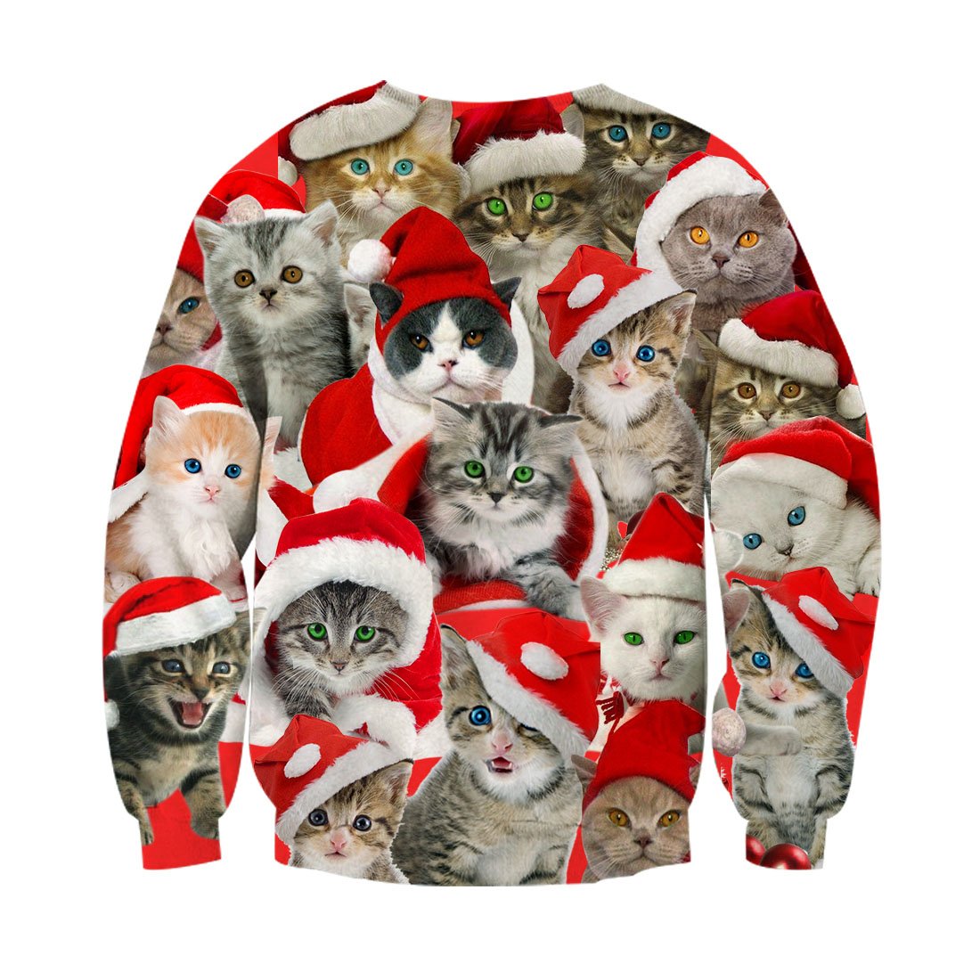 RAISEVERN Unisex Lustige hässliche Weihnachten Cat Print Hipster Neuheit Pullover Pullover Sweatshirt für Damen Herren
