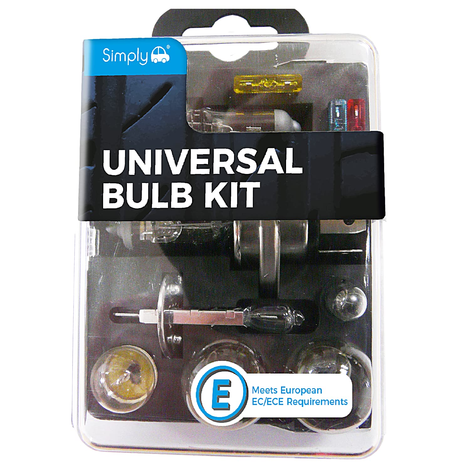 Simply UKB1 Universal Headlight Bulb Kit, Includes 7 Multiple Standard Car Bulbs,H1,H4,H7 and Others Main Types, Convenient Carry Case for Easy Storage, Yellow