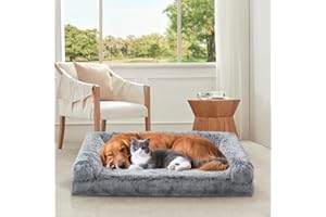 DEBANG HOME Orthopedic Dog Bed for Medium, Small Dogs Breeds, Dog Sofa Beds with Pillow,High Density Egg Crate Foam Dog Beds,Waterproof Deluxe Plush Couch Dog Bed with Removable Washable Cover