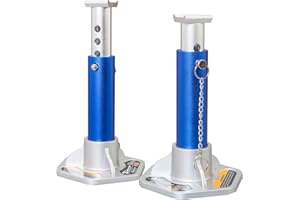 TCE 3 Ton (6,000 LBs) Capacity Aluminum Jack Stands, 2 Pack, Blue/Silver, AT43004U