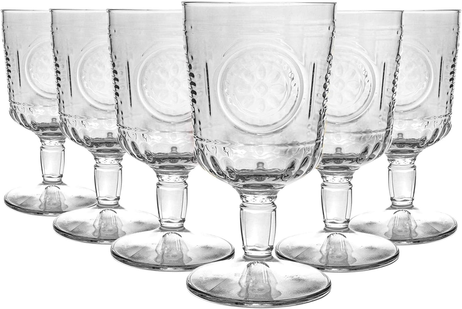 Bormioli Rocco Romantic - Weingläser für Rot- und Weißwein - Schliff im Vintage-Stil - italienisch - 320 ml - 6er-Set