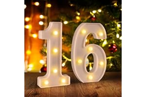 FUNSKY 16th Birthday Decorations for Girls Boys,Sweet 16 Party Decorations for Centerpieces Table,Light Up Numbers Sweet 16 Sign for Party Backdrop Wall Decor for 16th Wedding Anniversary Decoration