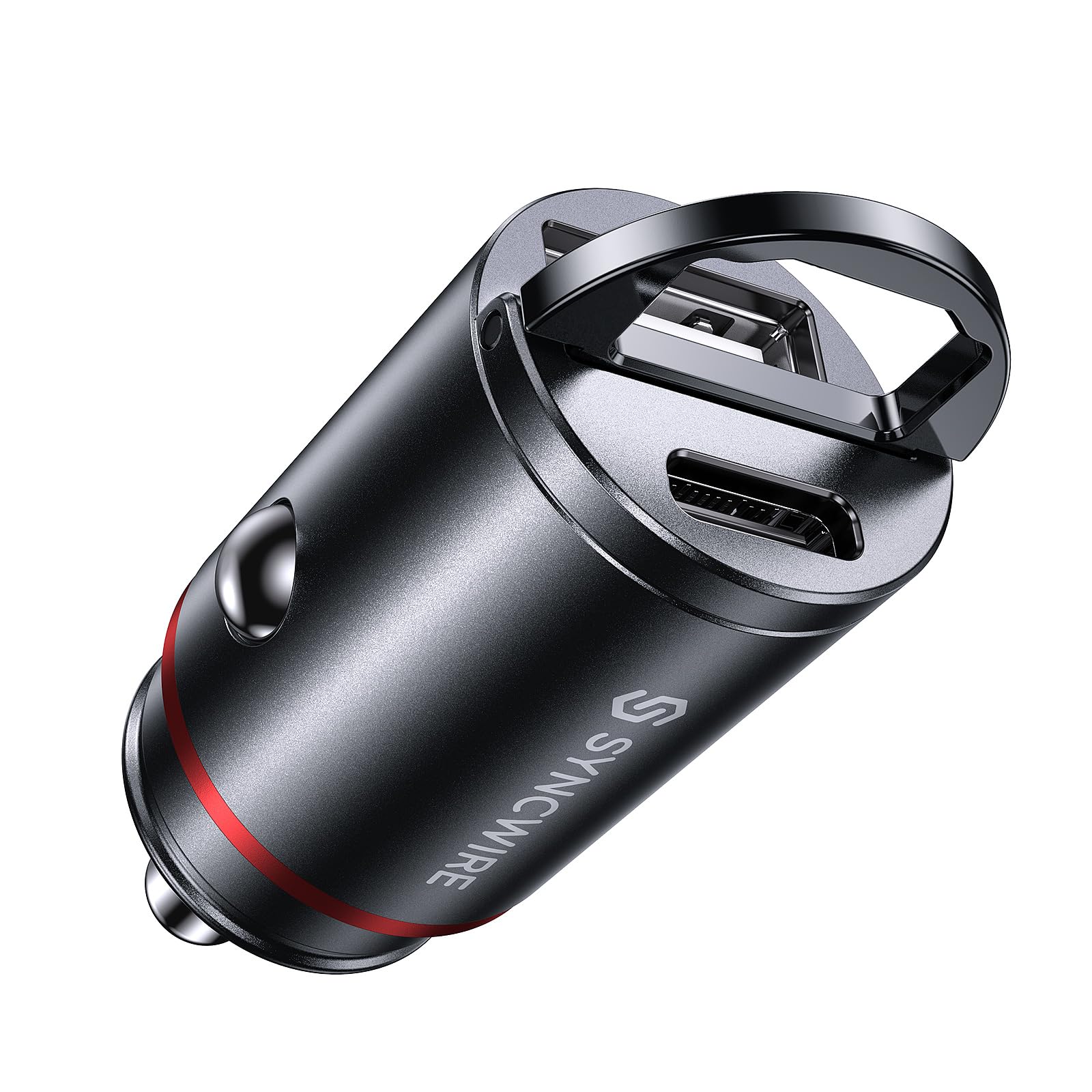 Syncwire 60W Zigarettenanzünder USB C & USB Auto Adapter [PD 30W & QC 30W] Super Mini Ganzmetall KFZ Ladegerät USBC Kompatibel mit iPhone, Samsung, Huawei, Xiaomi, Google Pixel - Schwarz