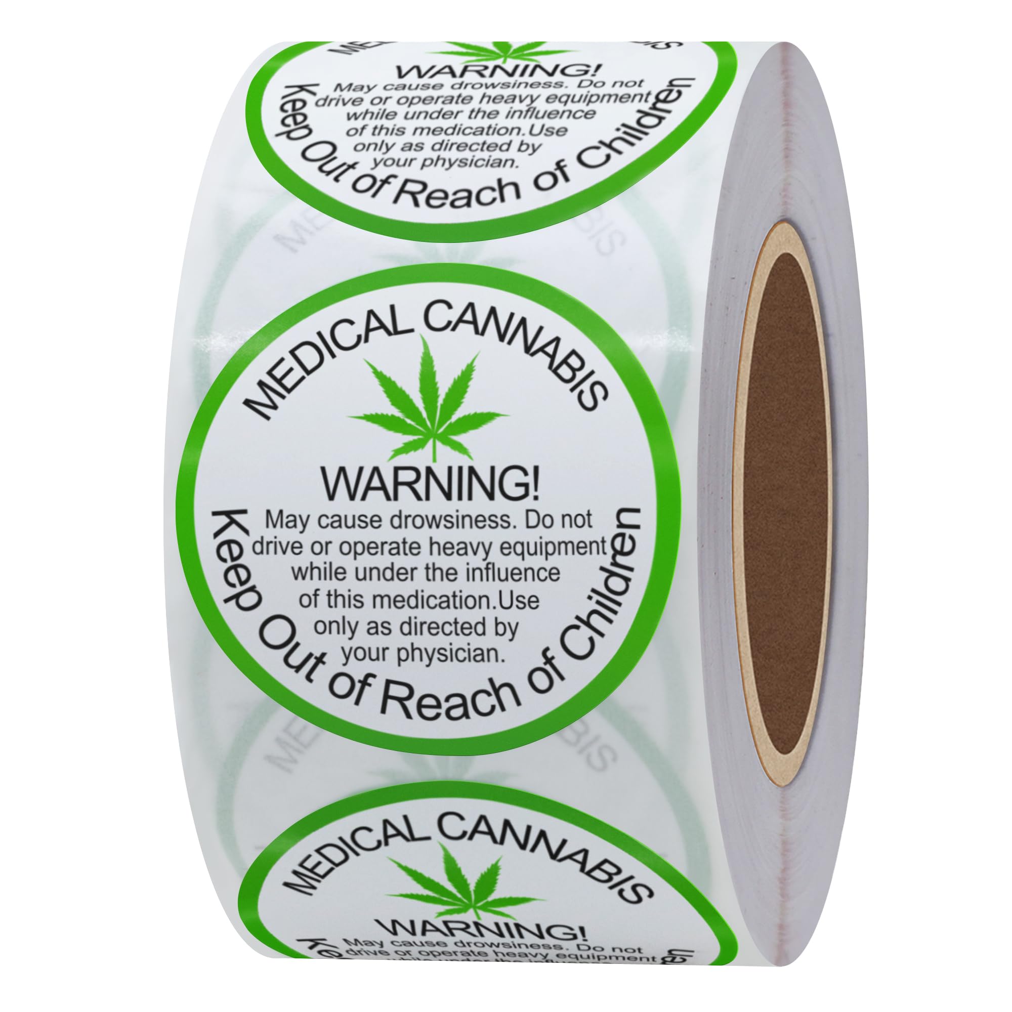 Hylabelest 38mm Generic Medical Cannabis Warning Labels Keep Out of Reach of Children Round Stickers