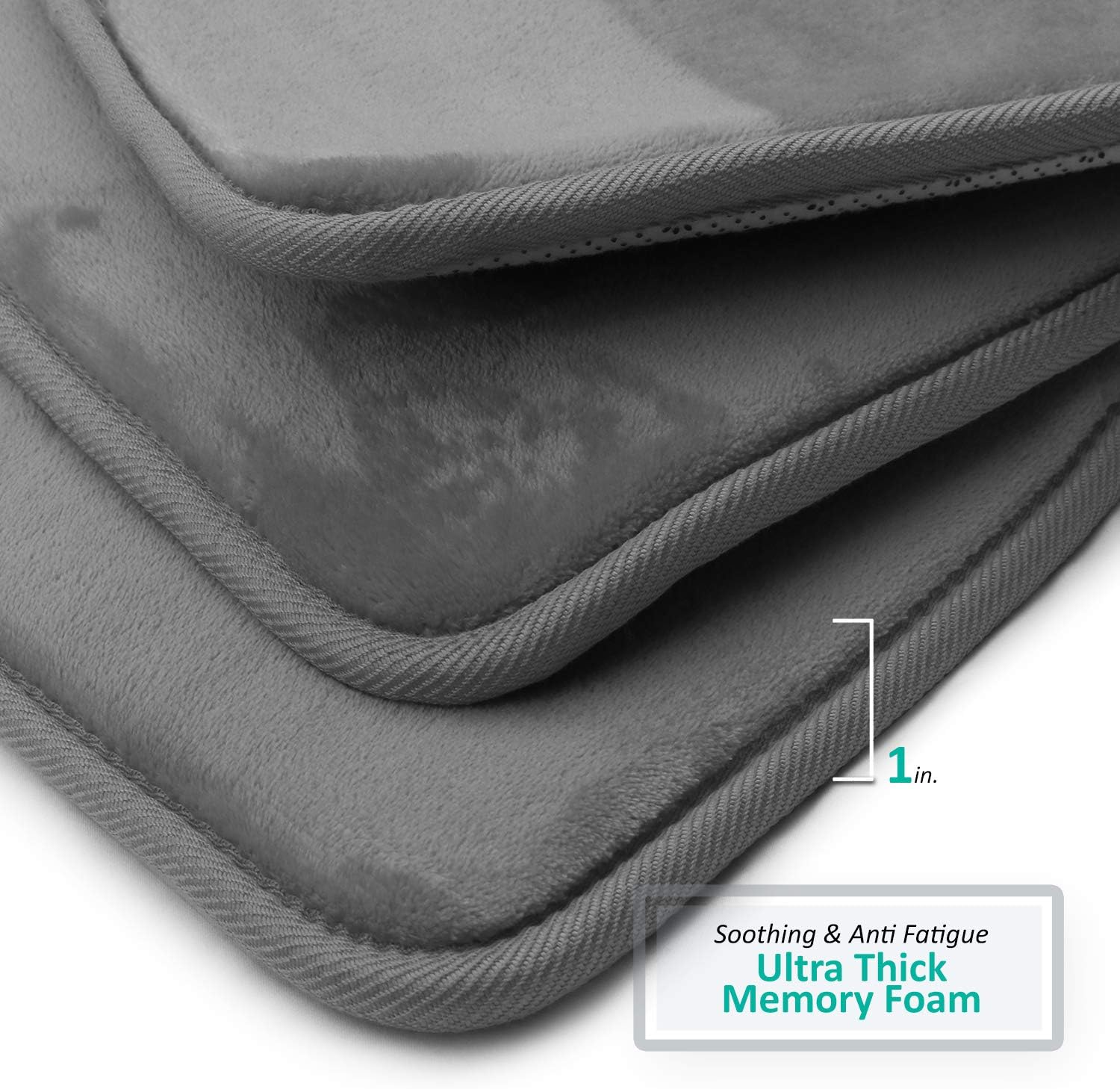 Clara Clark Memory Foam Bath Mat Ultra Soft Non Slip and Absorbent Bathroom Rug, Set of 3 - Small/Large/Contour, Gray, 3 Count: Home & Kitchen