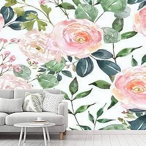 Peel and Stick Wallpaper Beautiful Blush Pink and Cream Colored Flowers