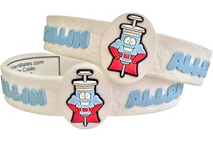 ALLERMATES Penicillin Allergy Bracelet for Kids Medical Wristband – Colorful Kids Penicillin Allergy Medical Alert Bracelet Ages 3+ Adjustable & Soft No Penicillin Bracelet (2 Pack “SUPERCILLIN”)
