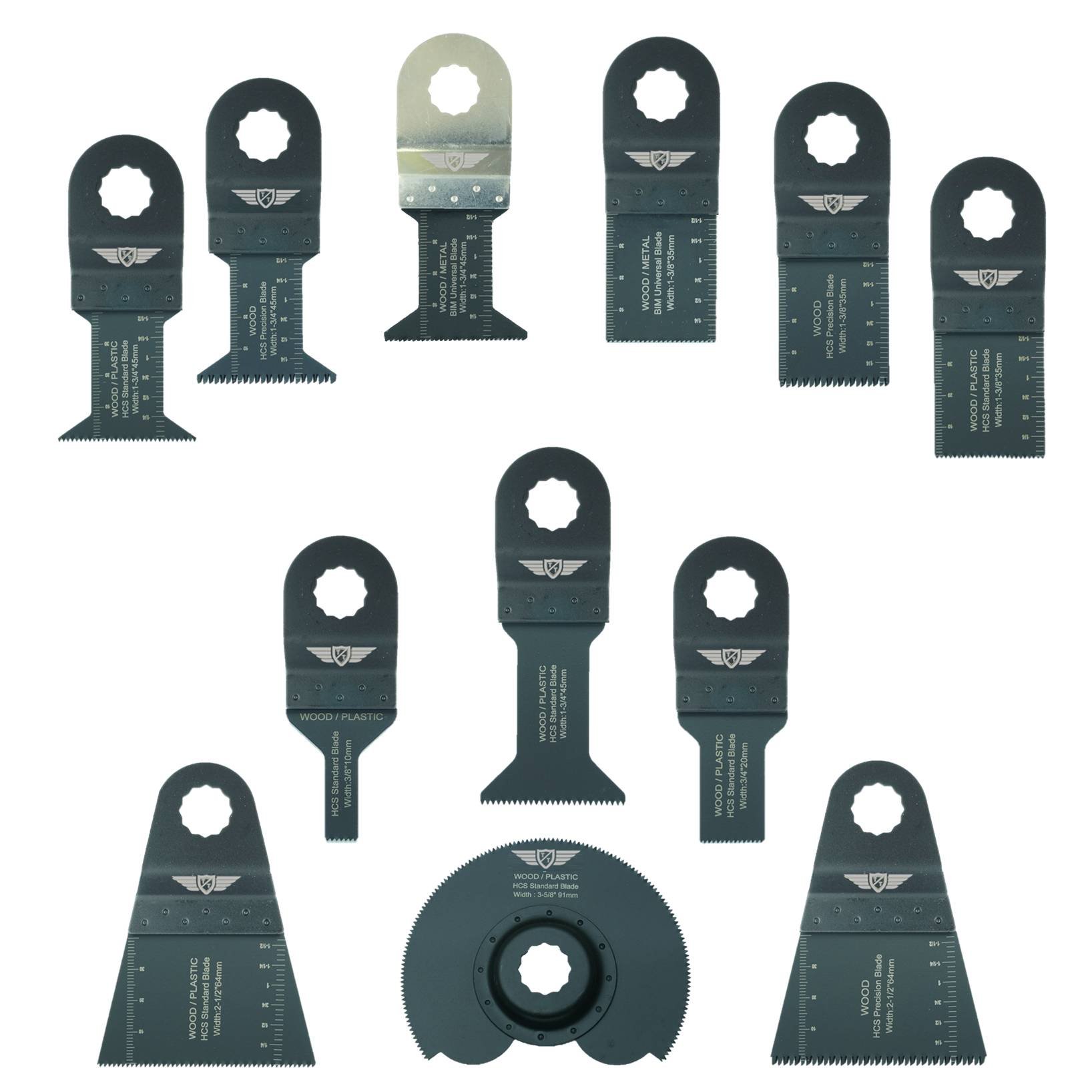 12 x TopsTools WXK12 Mix Blades Compatible with Worx Sonicrafter, Worx 250W, Erbauer Multitool Multi Tool Accessories
