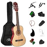 BESYOU 30" Wood Acoustic Guitar with Case,guitar book and Accessories for Kids/Girls/Boys/Beginners (Natural)