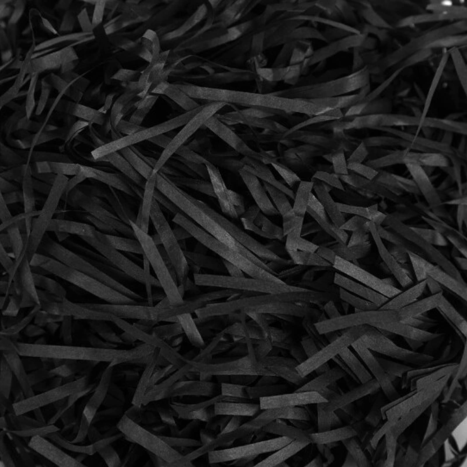 Cinvo 200 Grams Shredded Paper Shreds Confetti Raffia Tissue Paper Fine Cut Strands for Gift Box Decoration Packaging Filler Hamper Filling Stuffing Party Supplies Easter Holiday Decor(Black)