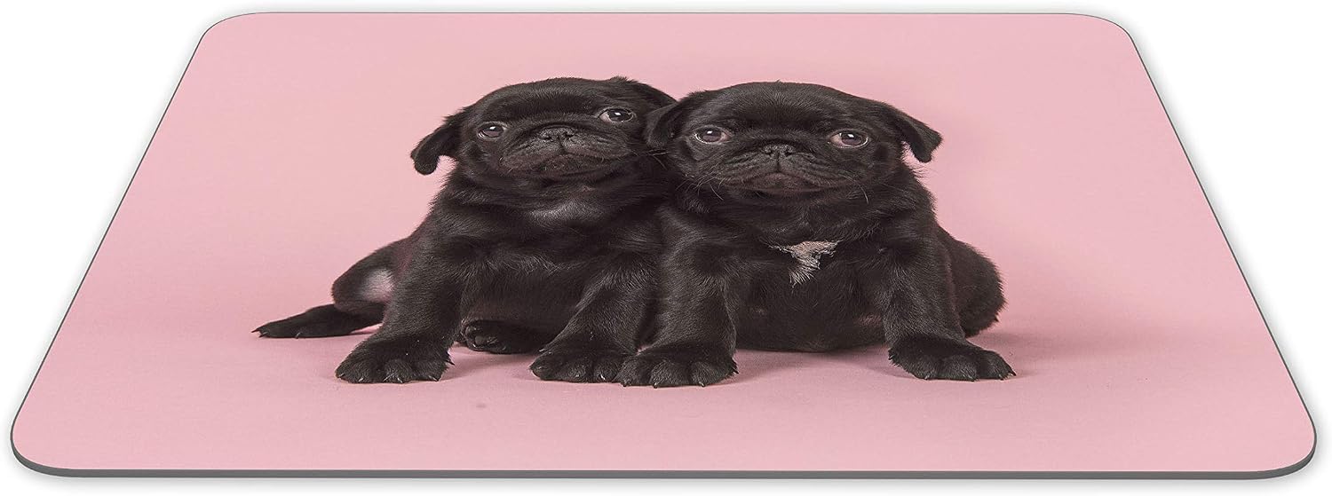 Cute Pug Puppies Mouse Mat Pad - Dog Puppy Pet Pink Girls Computer #15257…, Multicolor - Image 3