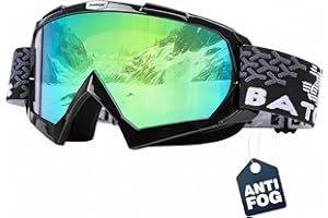 BATFOX Anti Fog Ski Goggles OTG for Adults & Kids, Snowboard Goggles with 100% UV Protection & Anti-Slip Fit for Skiing
