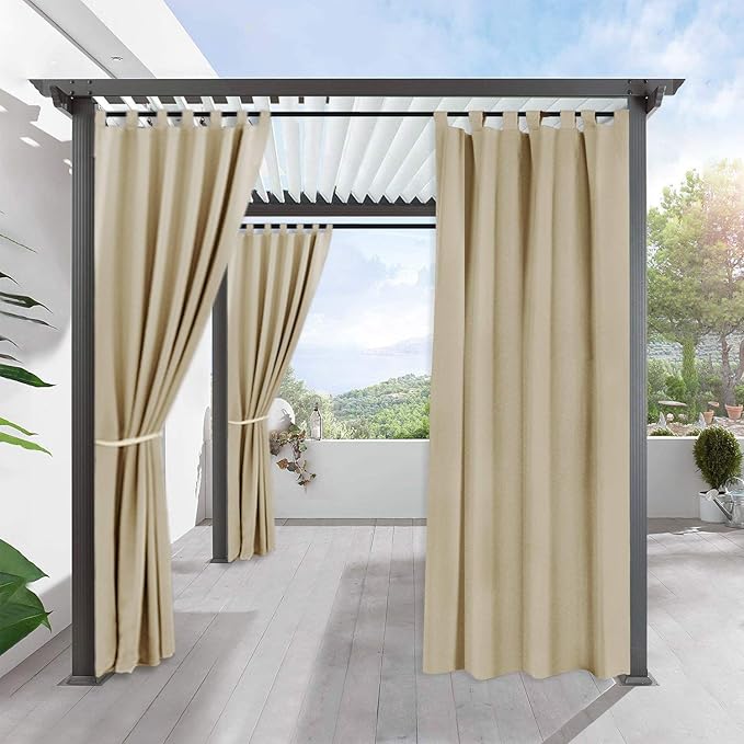 RYB HOME Pergola Outdoor Drapes Blackout Patio Outdoor Curtains