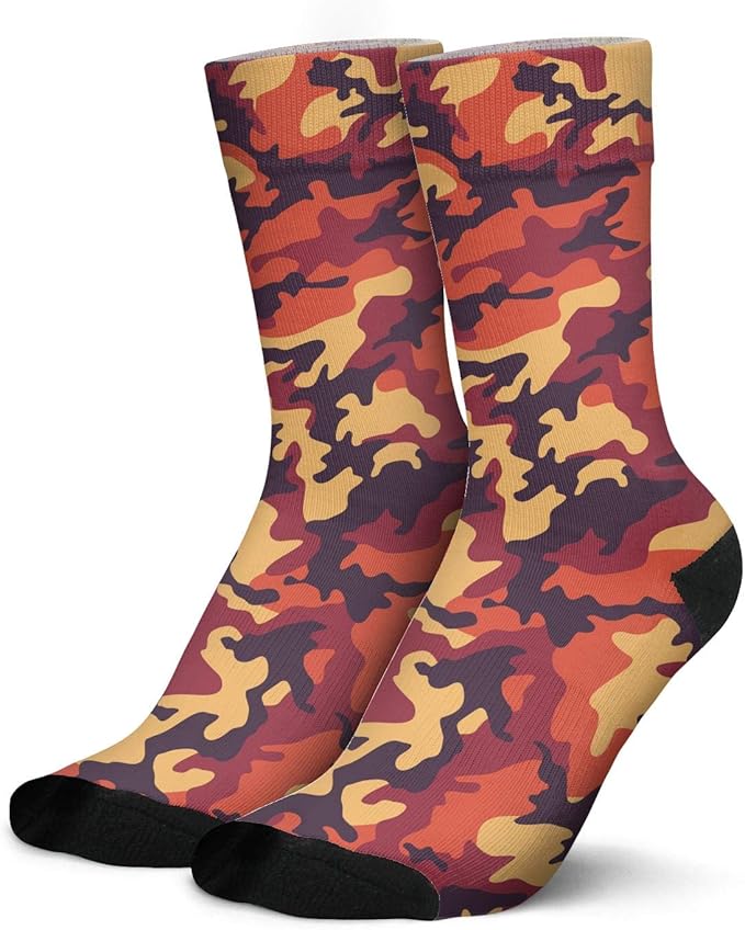 Mens Camo Camouflage Texture Knit Socks Baseball Crew Socks Cool Boot