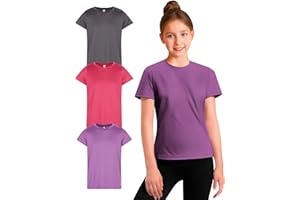 ULTRA PERFORMANCE Girl's Athletic Shirts 3 Pack Crew Neck Short Sleeve Tees Summer Active Tops for Teen Girls Soccer & Sports Tshirts for Teens