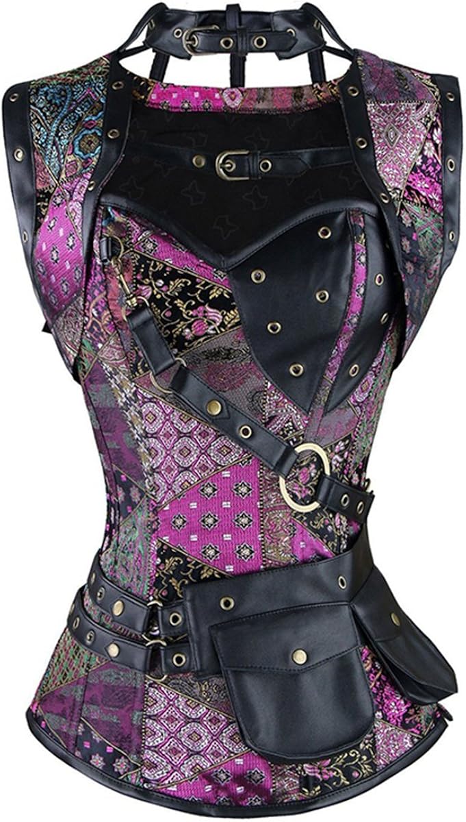 Miracle Women Steampunk Pirate Corset Vest Plus Size Overbust Bustier Top Halloween Costumes