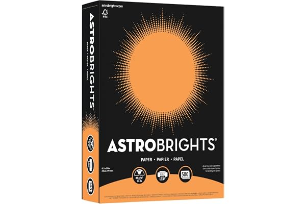 Neenah 21658 Astrobrights Premium Color Paper, 24 lb, 8.5 x 11 Inches, 500 Sheets, Cosmic Orange