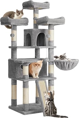 Tiragraffi per Gatti, XXL Posatoio, 162 cm, Grigio Chiaro PCT019W01