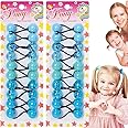 Beauty Town 20PCS Bubble Ponytail Holders – 20mm Twin Bead Hair Ties for Girls & Kids – Colorful Elastic Hair Accessories for Braids & Pigtails (Assorted Blue/Clear)