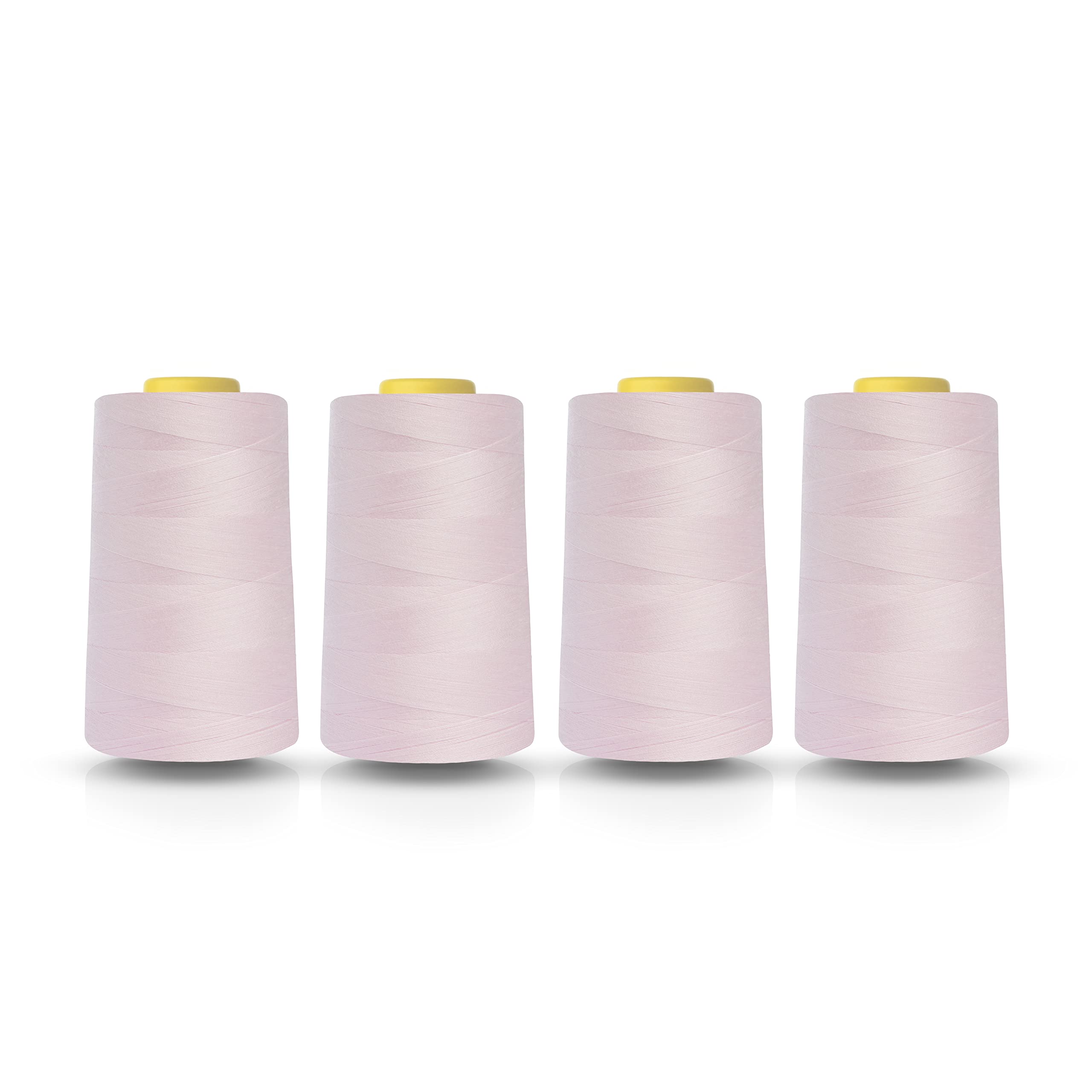 Realm Overlocking Sewing Machine Polyester Thread x Four 5000 Yards Cones White Black Natural Navy Red Grey (Light Pink)