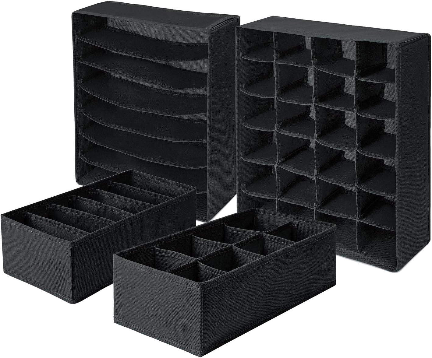 Set 6 Divisori Pieghevoli In Tessuto Per Cassetti - Organizer Per Vestiti, Biancheria, Calze E Asciugamani - 2