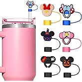 Mouse Head Straw Covers for Stanley Cups 30oz & 40oz - 10mm Reusable Silicone Straw Toppers,Cute Dust-Proof Drinkware Accessories for Stanley Tumblers, Cups & Quenchers (6 Pack)