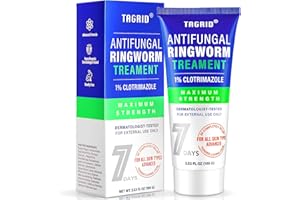 TAGRID Antifungal Ringworm Treatment Cream for Humans Skin: 1% Clotrimazole Formula for Itchy Feet and Body- Supports Healthy Skin Barrier 3.38 oz