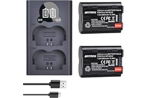 Batmax 2Pcs 2280mAh NP-W235 Battery + LCD Dual USB Charger with Type C Port for Fujifilm NP-W235 GFX 100S, GFX 50S II, X-T5, X-H2, X-T4 Mirrorless Digital Camera