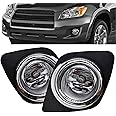 Fog Lights Driving Lamps Replacement for 2009-2012 Toyota RAV4 Clear Bumper Fog Light Assembly W/Bulb+Harness+Switch