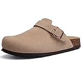 KIDMI Women's Suede Clogs with Back Strap Leather