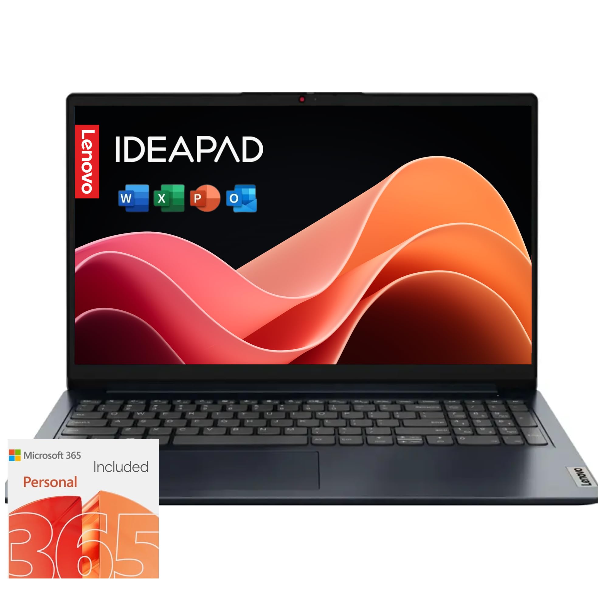 Lenovo IdeaPad 1i Laptop with Microsoft 365 Home and Business • 12GB RAM • 1TB Cloud Storage and 256GB SSD • Intel Core • 15 Anti-Glare Screen • WiFi-6 • 11HR Battery • Windows 11 • w/o Earbuds