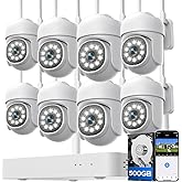 5MP Wireless Security Camera System,8pcs Security Cameras Outdoor with 360°Auto Tracking,Spotlight Color Night Vision,2-Way Audio,2.4/5GHz WiFi,Up to 12CH,for Home & Business Surveillance Kits
