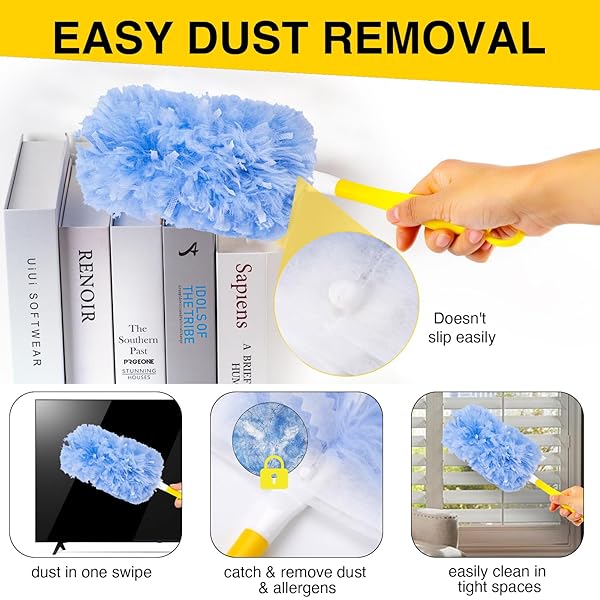 LATEFV DUSTER REFILLS FOR SWIFFER HEAVY DUTY REFILL DUSTER KIT, MULTI SURFACE 360 DUSTER, 30 COUNT HEAVY DUTY DUSTER REFILLS WITH 2 HANDLE