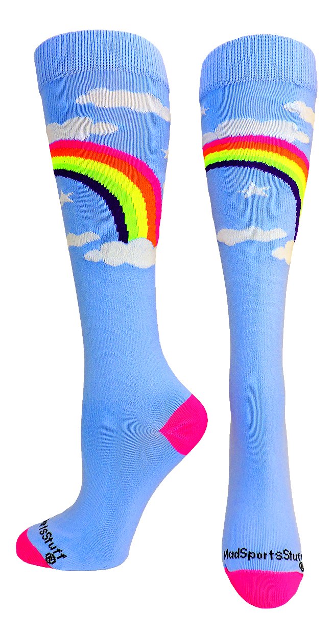 MadSportsStuff Calcetines OTC Neon Rainbow Clouds (azul cielo, mediano)