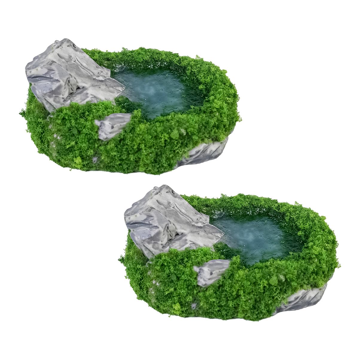 Namvo 2-Pack Stone Lake Decoration Mini Bonsai Statue Mini Zen Garden Decoration Glass Container Bonsai Accessories