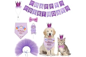 Lopsity Dog Tutu Pet Party Hat and Bow tie Collar Set Adjustable Headband Dress Tie for Puppy Cats Pet Outfit Birthday Weddin