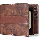 Swallowmall Genuine Leather RFID Wallet for Mens, Mens Bifold Wallet with 16 Card Holder 1 ID Window Gift for Him