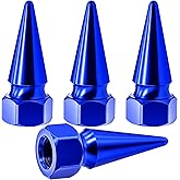 MEAJOO 4PCS Spiked Shape Tire Valve Stem Caps, Aluminum Car Air Stem Cap, Universal Dustproof Tire Valve Stem Covers for Cars, SUV, Trucks, Bikes, Motorcycles, Bicycles(Blue)