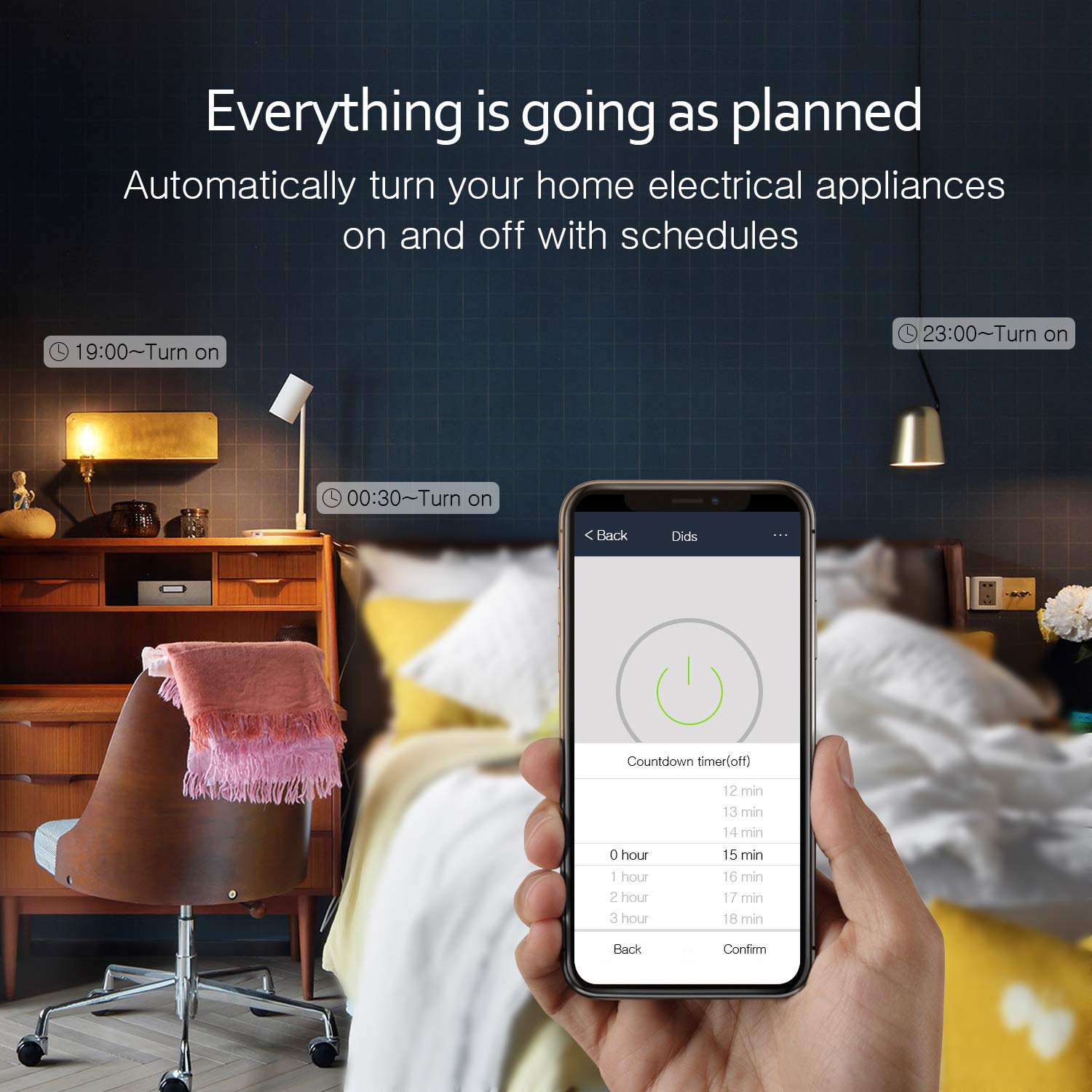 WLAN Steckdose, Smart Steckdose mit Verbrauchsanzeige Timer kompatibel mit iOS & Android, funktioniert mit Alexa/Google Home/IFTTT, Kein Hub erforderlich 10A-2300W