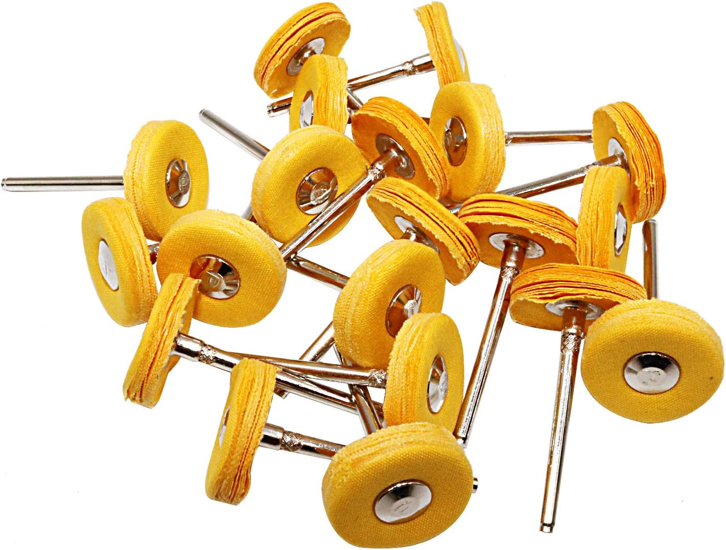NIUPIKA 3mm Mandrel Little Buffing Wheels Polishing Buffer Wheel for Rotary Drill Tools Yellow 20 Pieces