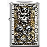 Personalized Zippo Lighter Skull Wind Proof Lighter - Free Engraving | Ideal gift for Birthdays, Father's Day, Christmas, Valentine's Day, Weddings, Graduations, Office Events (Motercycle Skull)