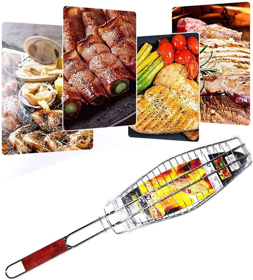 Grill Baskets with Handle Chrome Plated Iron Wire BBQ