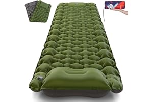 AKSOUL Sleeping Pad Camping Mat: Ultralight & Compact Self Inflating Air Mattress with Built-in Foot Pump, Connectable Lightweight with Pillow Inflatable Pad for Camping, Backpacking, Hiking