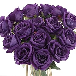 Cloudecor 15Pcs Artificial Roses Velet Real Touch
