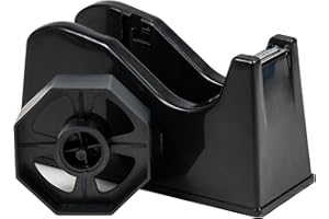 Desktop Tape Dispenser Adhesive Roll Holder (Fits 1" & 3" Core) with Weighted Nonskid Base (1Pack-Black)