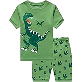 Popshion Little Boys 2 Piece Short Pajamas Train Shark Sleepwear 100% Cotton Toddler Dinosaur Pjs Summer Kids Clothes 2-7T