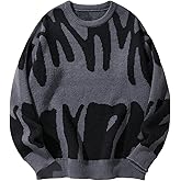 BEAUDRM Men's Graphic Sweater Gothic Crew Neck Long Sleeve Knitted Pullover Top Fall Outfits